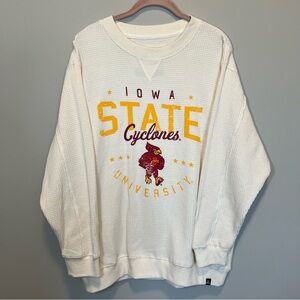 Gameday Social Cream Iowa State Waffle‎ Knit Crewneck Sweatshirt XL